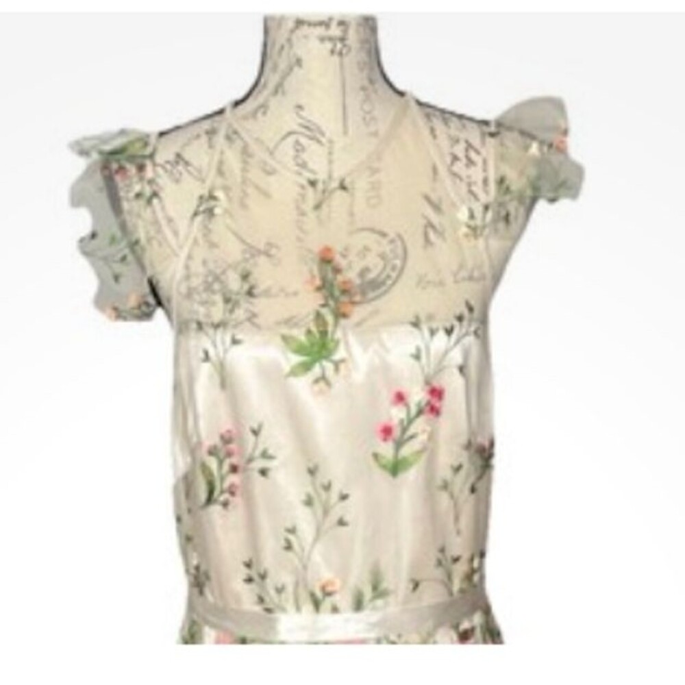 Tahari Dress Spring Summer Flower Embroidery Cold Shoulder - Picture 16 of 16